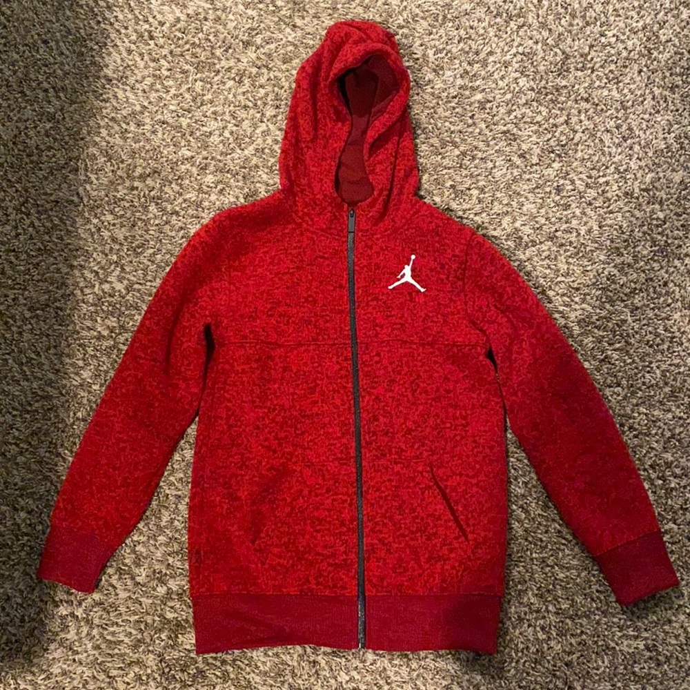 Boys medium red and black Jordan hoodie